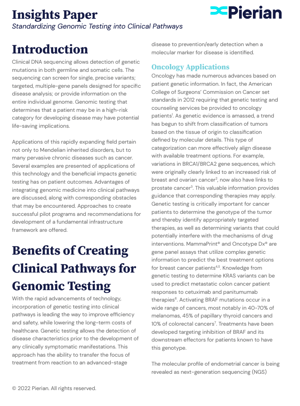Standardizing Genomic Testing with Clinical Pathways Pierian Insights Paper
